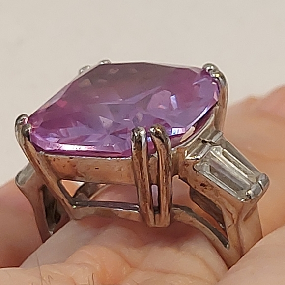 Vtg LGA Sterling silver Amathyst cz Ring sz 6.25 - Picture 7 of 8